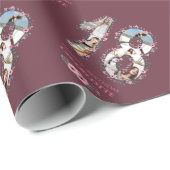 大18誕生日フォトガールコラージピンクフラワー ラッピングペーパー (ロールコーナー)