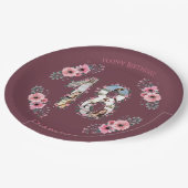 大18誕生日フォトコラージガールピンクの花 ペーパープレート (アングル)