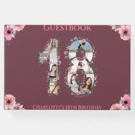 大18誕生日フォトコラージフラワーガールピンク ゲストブック