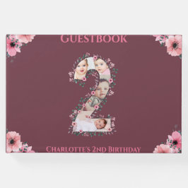 大2回目の誕生日フォトコラージフラワーガールピンク ゲストブック