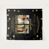 大2枚の写真卒業パーティーBlackGold Backdrop タペストリー (正面(横))