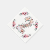 大2歳の誕生日の女の子フォトコラージュピンクの花 スタンダードカクテルナプキン (角)