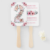 大2歳の誕生日の女の子フォトコラージュピンクの花 ハンドファン (正面&裏面)