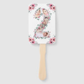 大2歳の誕生日の女の子フォトコラージュピンクの花 ハンドファン (正面)