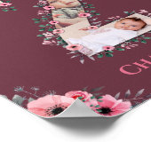 大2歳の誕生日の女の子フォトコラージュピンクの花 ポスター (角)