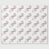 大2歳の誕生日の女の子フォトコラージュピンクの花 ラッピングペーパー (フラット)