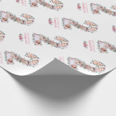 大2歳の誕生日の女の子フォトコラージュピンクの花 ラッピングペーパー (角)