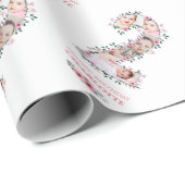 大2歳の誕生日の女の子フォトコラージュピンクの花 ラッピングペーパー (ロールコーナー)