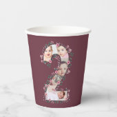 大2歳の誕生日の女の子フォトコラージュピンクの花 紙コップ (正面)