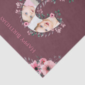 大2歳の誕生日の女の子フォトコラージュピンクの花 薄葉紙 (詳細)