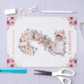 大2歳の誕生日の女の子フォトコラージュピンクの花 薄葉紙 (クラフト)