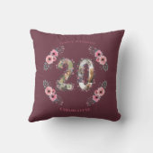 大20誕生日ガールフォトコラージピンクフラワー クッション (裏面)