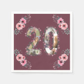 大20誕生日フォトコラージガールピンクの花 スタンダードカクテルナプキン (正面)