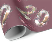 大20誕生日フォトコラージガールピンクの花 ラッピングペーパー (ロールコーナー)