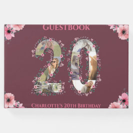 大20誕生日フォトコラージフラワーガールピンク ゲストブック
