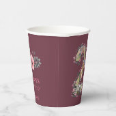 大21歳の誕生日ピンクの花フォトコラージュ女性 紙コップ (右)