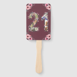 大21歳の誕生日フォトコラージピンクフラワーウーマン ハンドファン