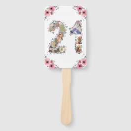 大21歳の誕生日フォトコラージピンクフラワーホワイト ハンドファン