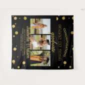 大3枚の写真卒業パーティーBlackGold Backdrop タペストリー (正面(横))