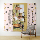 大3枚の写真卒業パーティーBlackGold Backdrop タペストリー (インサイチュ(横))