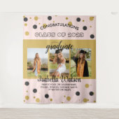 大3枚の写真卒業パーティーBlackGold Backdrop タペストリー (正面)