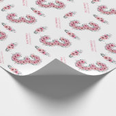 大3歳の誕生日に緑の葉の女の子ピンクの花 ラッピングペーパー (角)