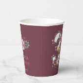 大30歳の誕生日ピンクの花フォトコラージュ女性 紙コップ (右)