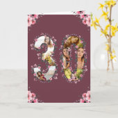 大30歳の誕生日フォトコラージピンクフラワーウーマン カード (黄色い花)