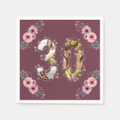 大30歳の誕生日フォトコラージピンクフラワーウーマン スタンダードカクテルナプキン (正面)