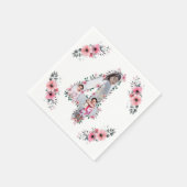 大4歳の誕生日の女の子フォトコラージュピンクの花 スタンダードカクテルナプキン (角)