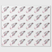 大4歳の誕生日の女の子フォトコラージュピンクの花 ラッピングペーパー (フラット)