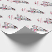 大4歳の誕生日の女の子フォトコラージュピンクの花 ラッピングペーパー (角)