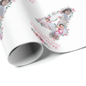 大4歳の誕生日の女の子フォトコラージュピンクの花 ラッピングペーパー (ロールコーナー)