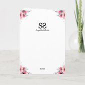 大4歳の誕生日ピンクの花緑の葉少女 カード (裏面)