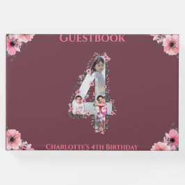 大4歳の誕生日フォトコラージフラワーガールピンク ゲストブック