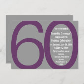 大6-0パーティの招待状、グレー/紫 招待状 (正面/裏面)