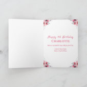 大7誕生日ガールピンク花緑 カード (内部)