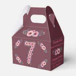 大7誕生日ピンク花少女の緑の葉 フェイバーボックス