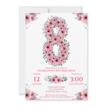 大8誕生日緑葉少女ピンクの花