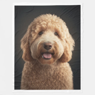 大、黒、フリースブランケットGoldendoodleをフィーチャー フリースブランケット