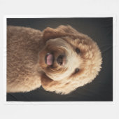 大、黒、フリースブランケットGoldendoodleをフィーチャー フリースブランケット (正面(横))