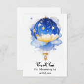 天お洒落気球の赤ちゃんシャワー サンキューカード (正面/裏面)