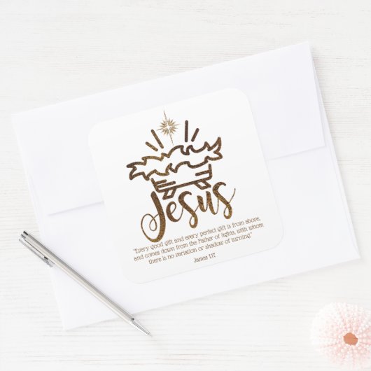 天からの贈り物イエス キリストの降誕 クリスマス 聖書 スクエアシール (封筒)