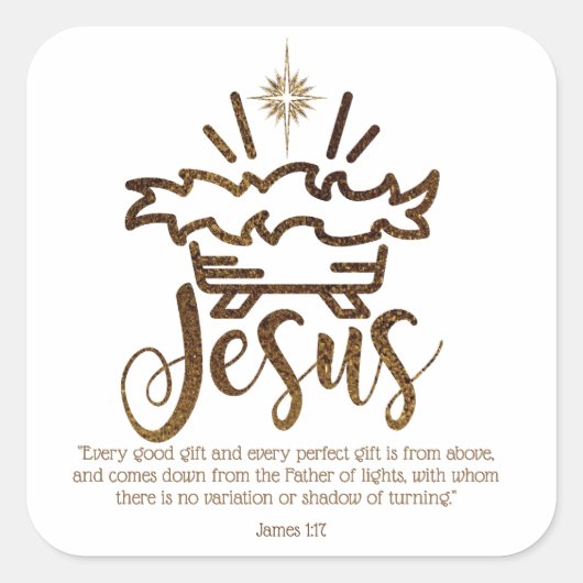 天からの贈り物イエス クリスマスの降誕の聖書 スクエアシール (正面)
