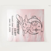 天から贈られたピンクムーンスターズベイビーシャワー タペストリー (正面(横))