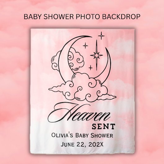 天から贈られたピンクムーンスターズベイビーシャワー タペストリー