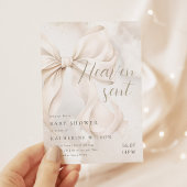 天から贈られた優雅なホワイトリボン 招待状