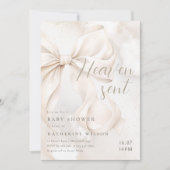 天から贈られた優雅なホワイトリボン 招待状 (正面)