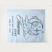 天から贈られた青い月と星のベビーシャワー タペストリー (正面(横))