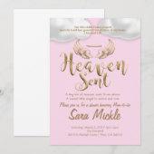 天から贈る:ピンクの招待状 招待状 (正面/裏面)